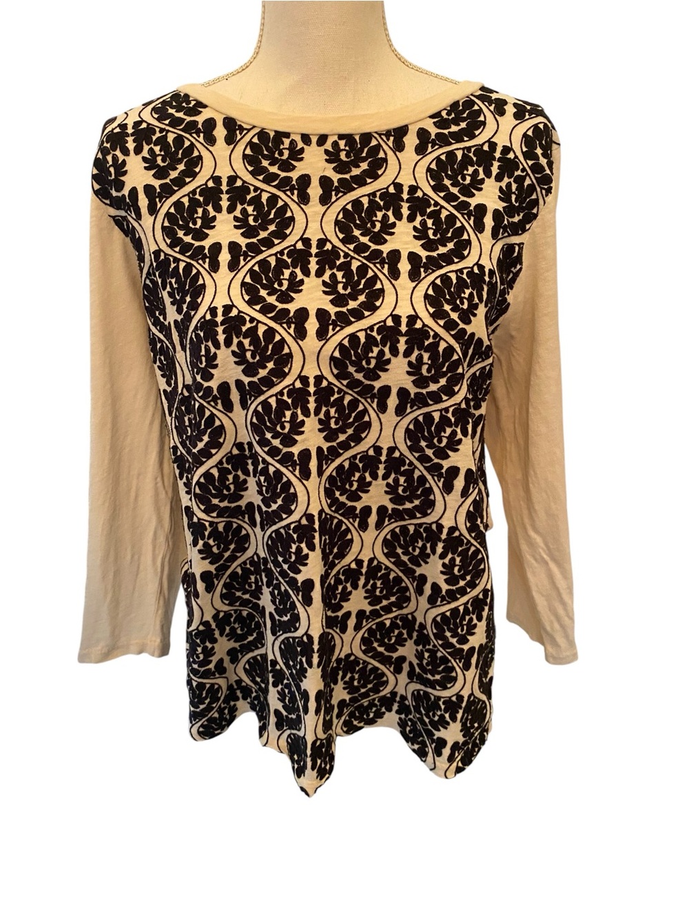 J.Crew embroidered top with 3/4 sleeves